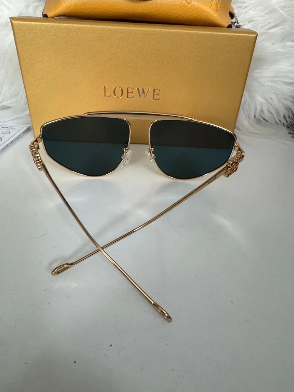 Loewe Gold Frame Sunglasses with Orange-Gold Mirrored Lenses